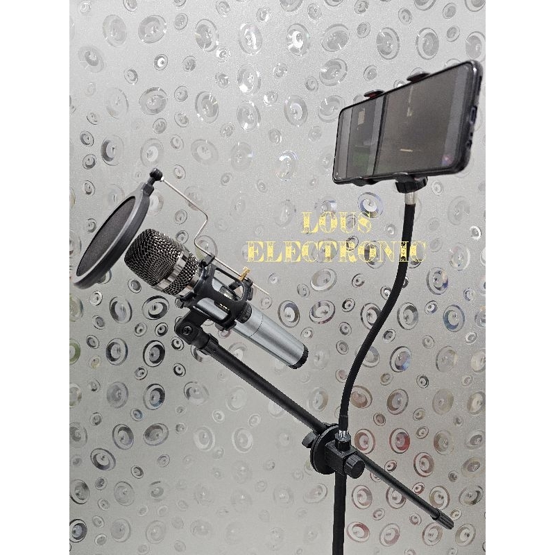 Stand Mic Microphone &amp; Stand HP Smartphone Tripod HP Mic Stand Mic Hp Holder Kualitas Bagus