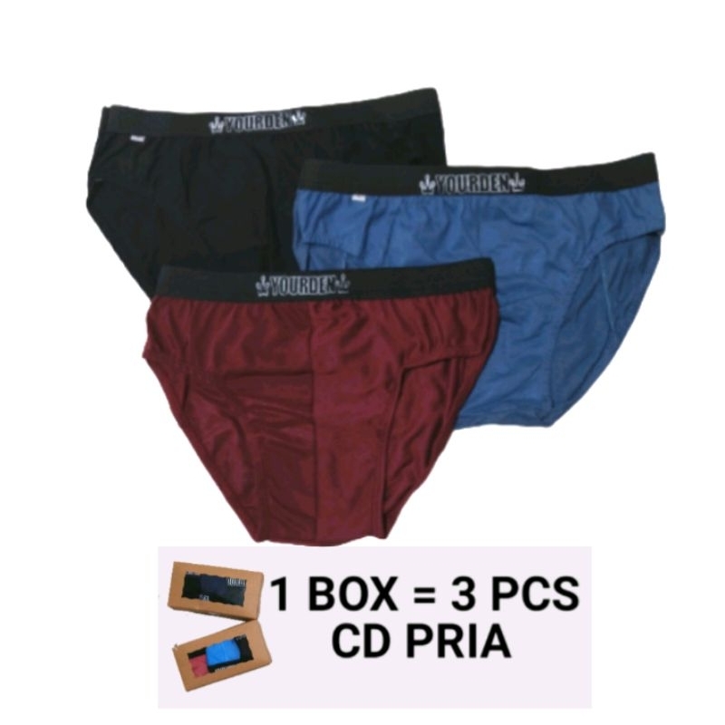 Celana Dalam Pria Boxer CD Dewasa Remaja Jumbo Sexy 1 Box Isi 3 Pcs Warna Random