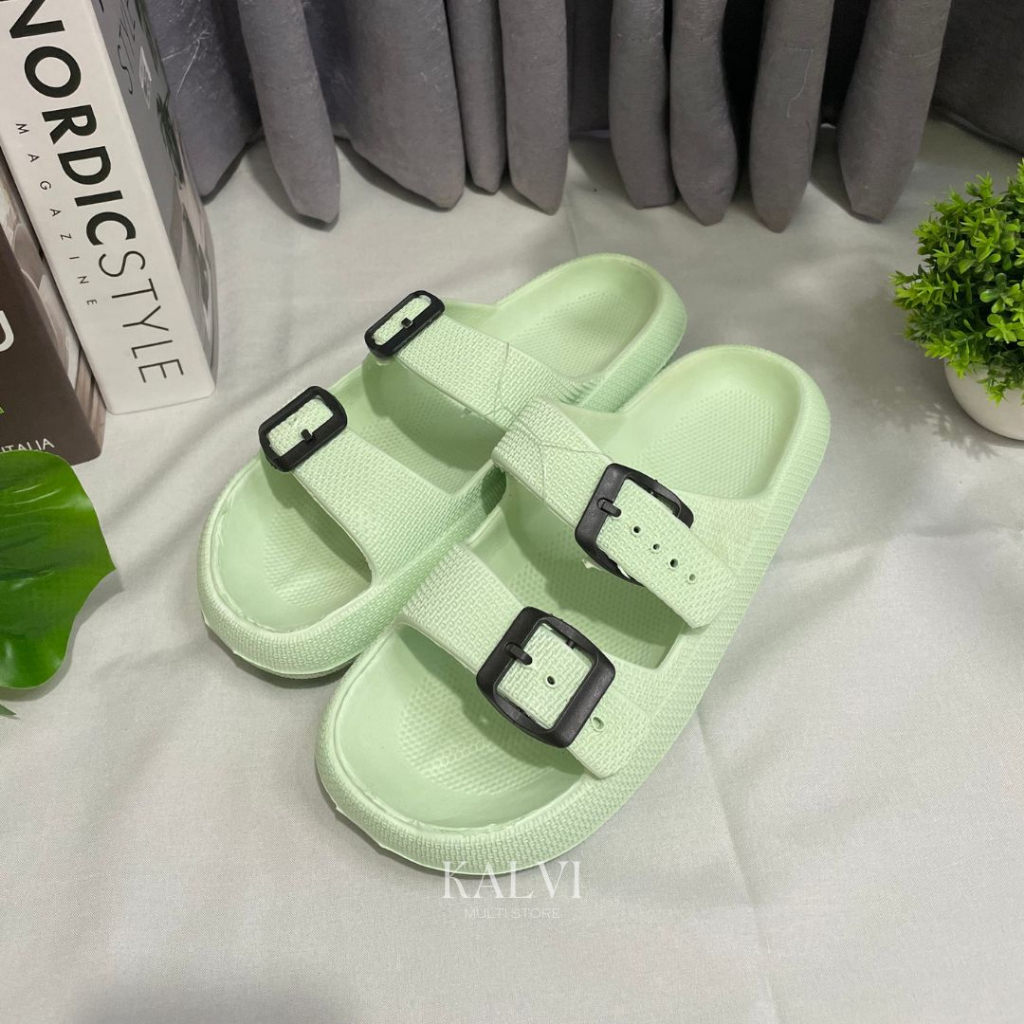 Sandal Karet Wanita Hijau Lucu