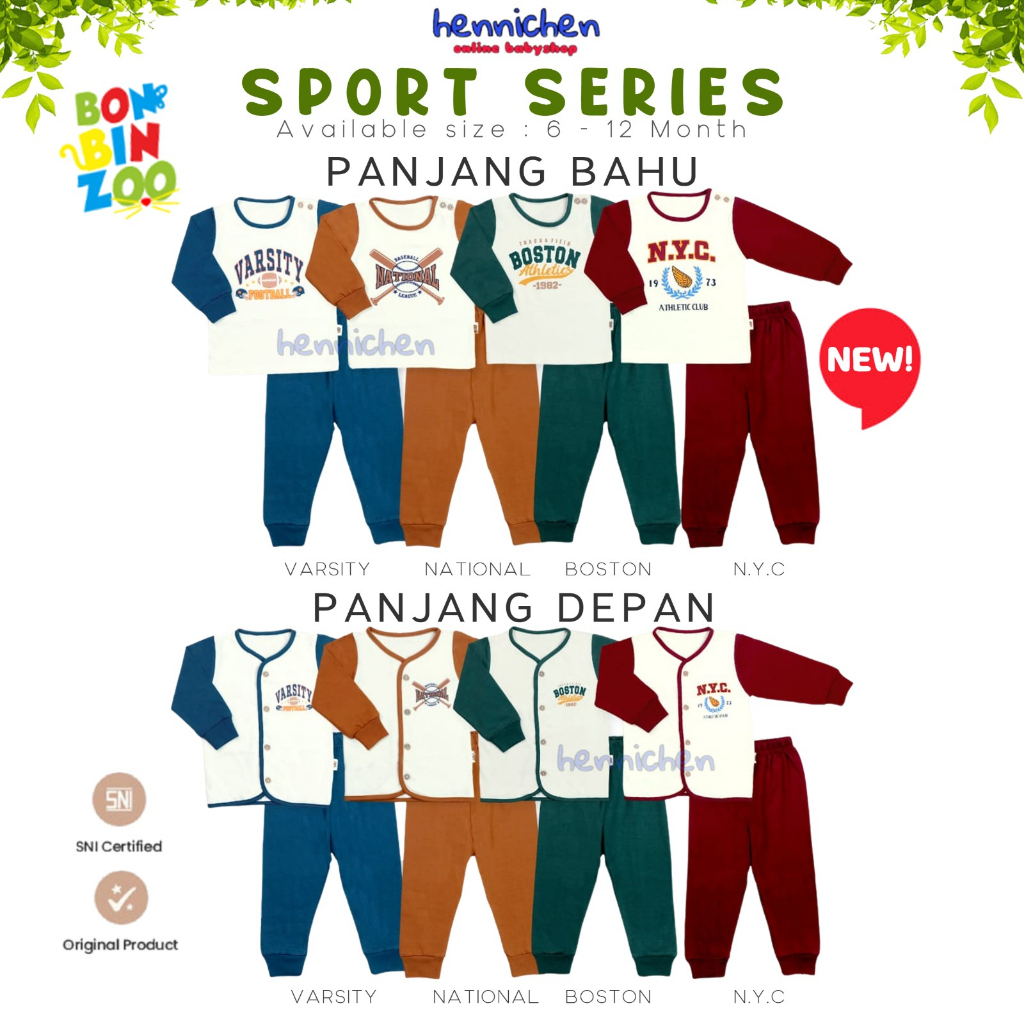 Bonbinzoo Piyama Panjang 0-12 Bulan Sport Series / Piyama Ball Series