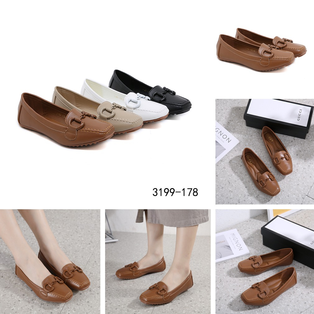 gc 3199-178 Leather Horsebit Loafer Flat Shoes