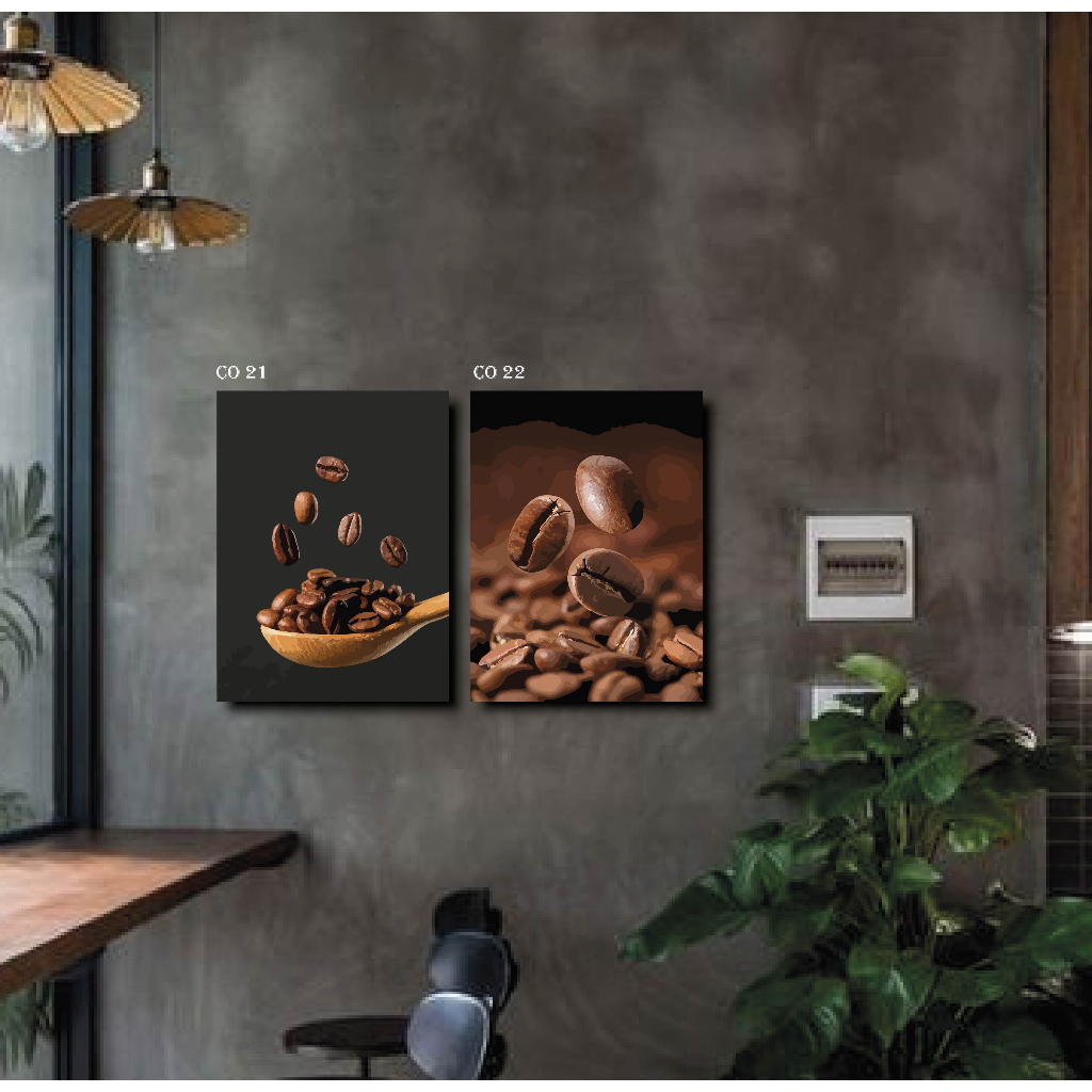 Walldecor - Poster Kayu MDF Tema Biji Kopi Ukuran 20X30