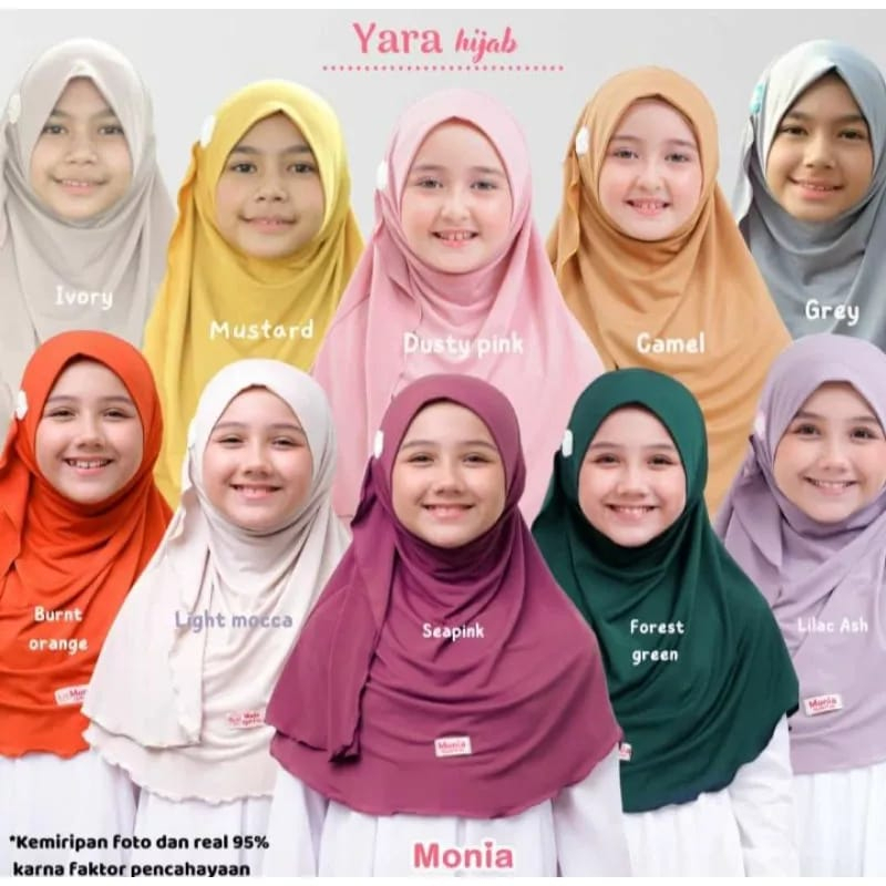 Jilbab anak instant Yara Hijab By Monia Size M 3-5 tahun | Jilbab anak sekolah | Kerudung anak putih