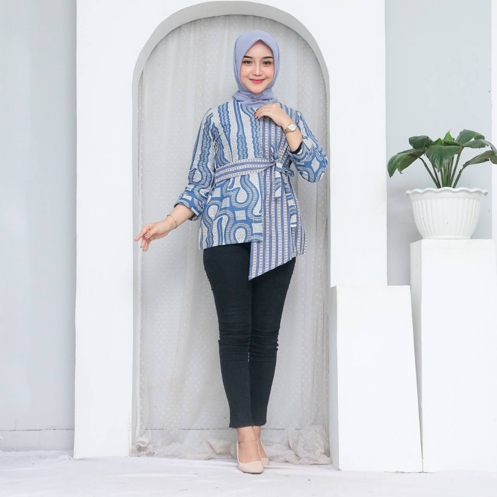 Baju Batik Wanita Modern Atasan Blouse Batik Kerja Kantor Wanita Motif Kenzo