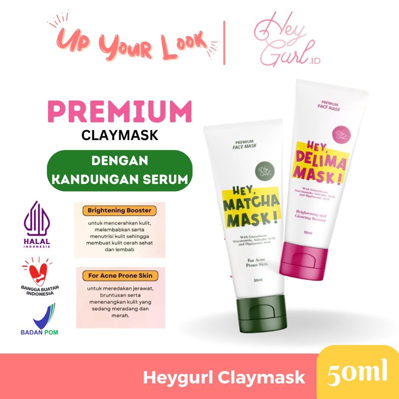 ✨Up Your Look✨ Heygurl Claymask serum Delima Mactha masker wajah organik