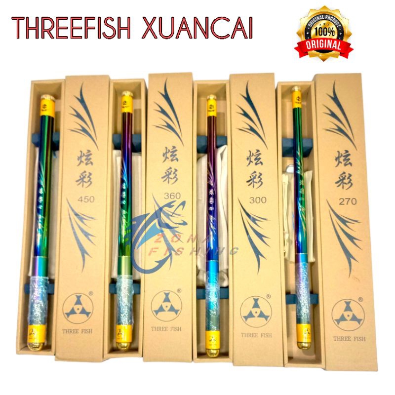 Tegek Threefish Xuancai 38 Cm Ruas Pendek Carbon Ringan