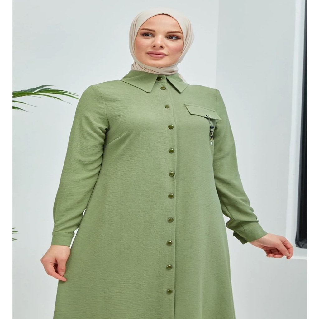 Kemeja Tunik Polos Elagant / Baju Atasan Polos Wanita Terbaru Kekinian Trend 2023 Long Tunik