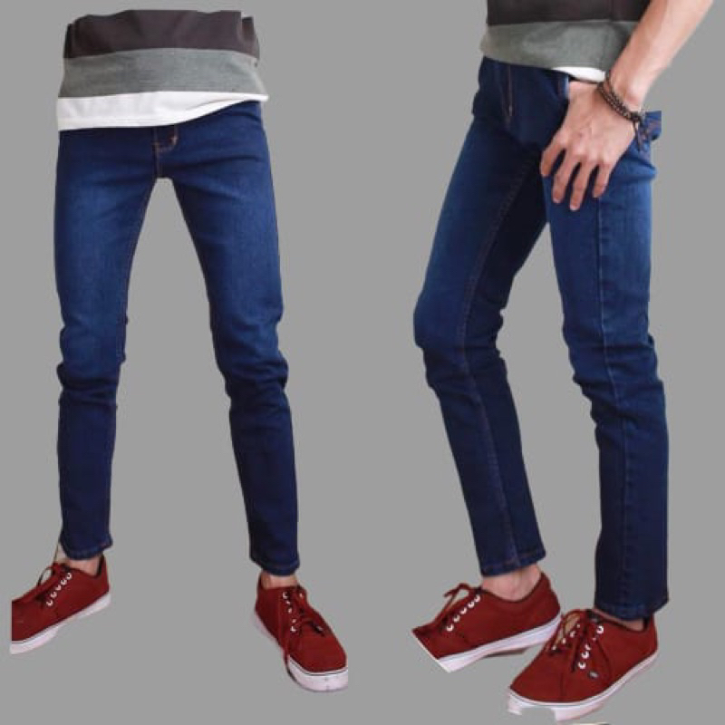 Celana Jeans Pria Pensil Skinny Bahan Melar Slim Fit / Celana Panjang Jeans pria kekinian