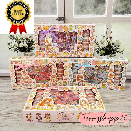 

PAKET STIKER BOX MIX WASHI TAPE PVC ANTI AIR VIRAL KODE CHL STIKER FREE BOX CANTIK
