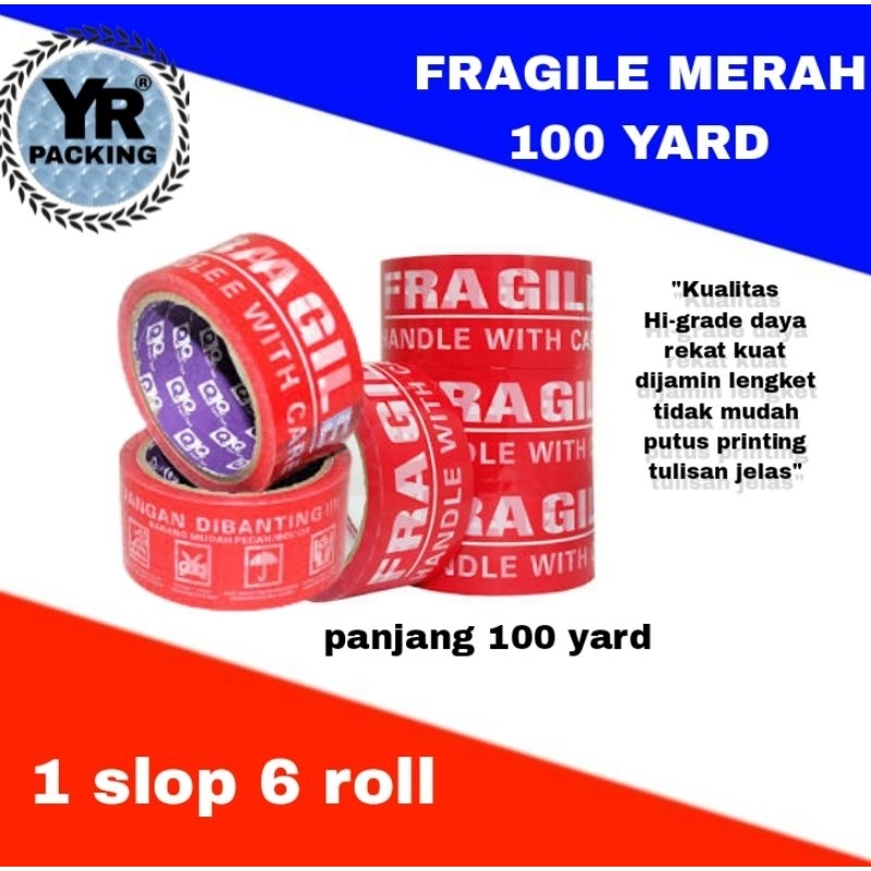 

Lakban fragile merah 100 yard jangan di banting terjamin lengket