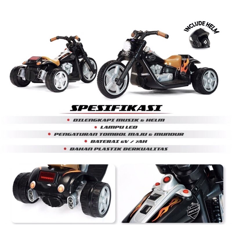 Mainan anak motoran aki ROCKER 5010 Volta SHP Toys maenan motor gede moge keren bagus viral murah ka