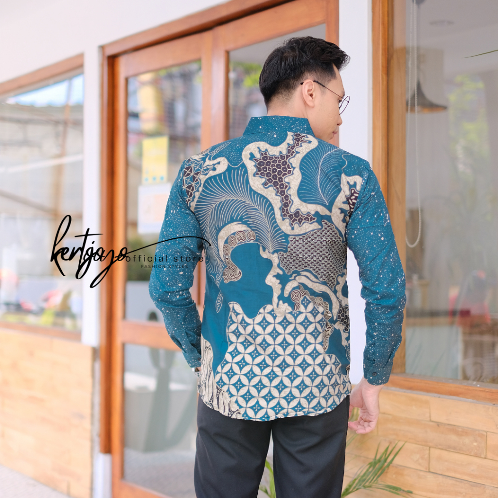 Batik pria modern slimfit Baju Batik Pria Lengan Panjang slimfit baju batik pria Slimfit premium baju seragam BATIK KERTOJOYO KJ040 kemeja batik pria lengan panjang full furing baju batik alisan pria Kemeja batik slimfit batik premium laskala PRABUSENO