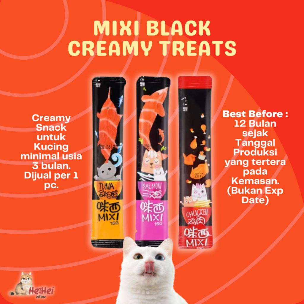 Black Mixi Cat Creamy Treats 16 gr - Mixi Hitam Snack Kucing Adult Kitten