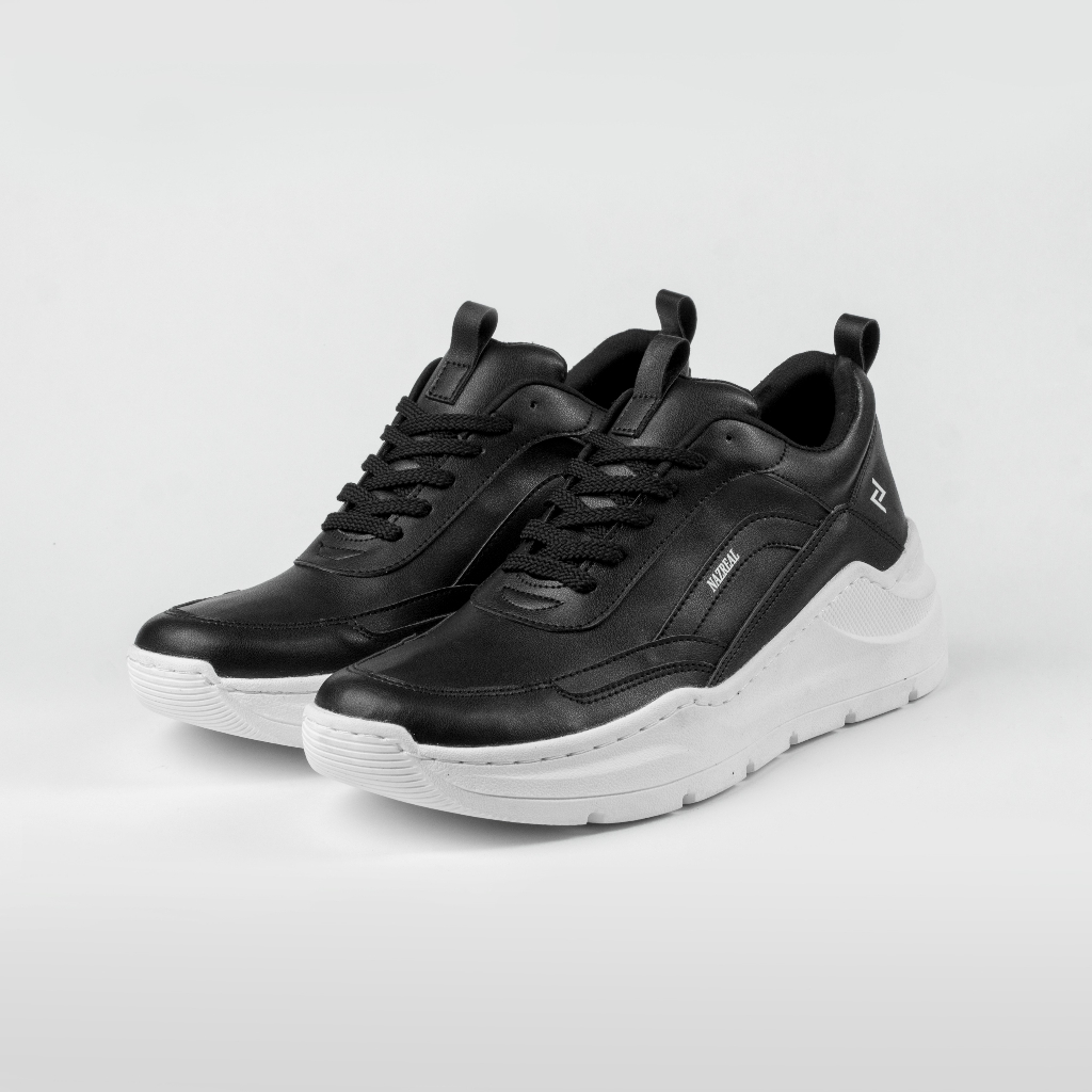 Sepatu Sneakers Pria Casual Shoes Sporty Sol Jahit Hangout Running Olahraga Gym Nongkrong Original Naz Ranger Black White