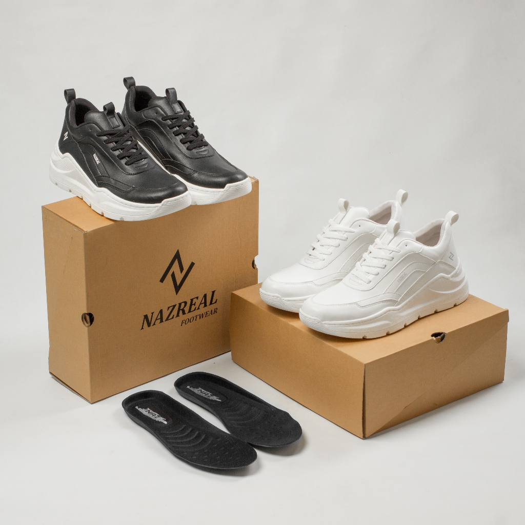 Sepatu Sneakers Pria Casual Shoes Sporty Sol Jahit Hangout Running Olahraga Gym Nongkrong Original Naz Ranger Black White
