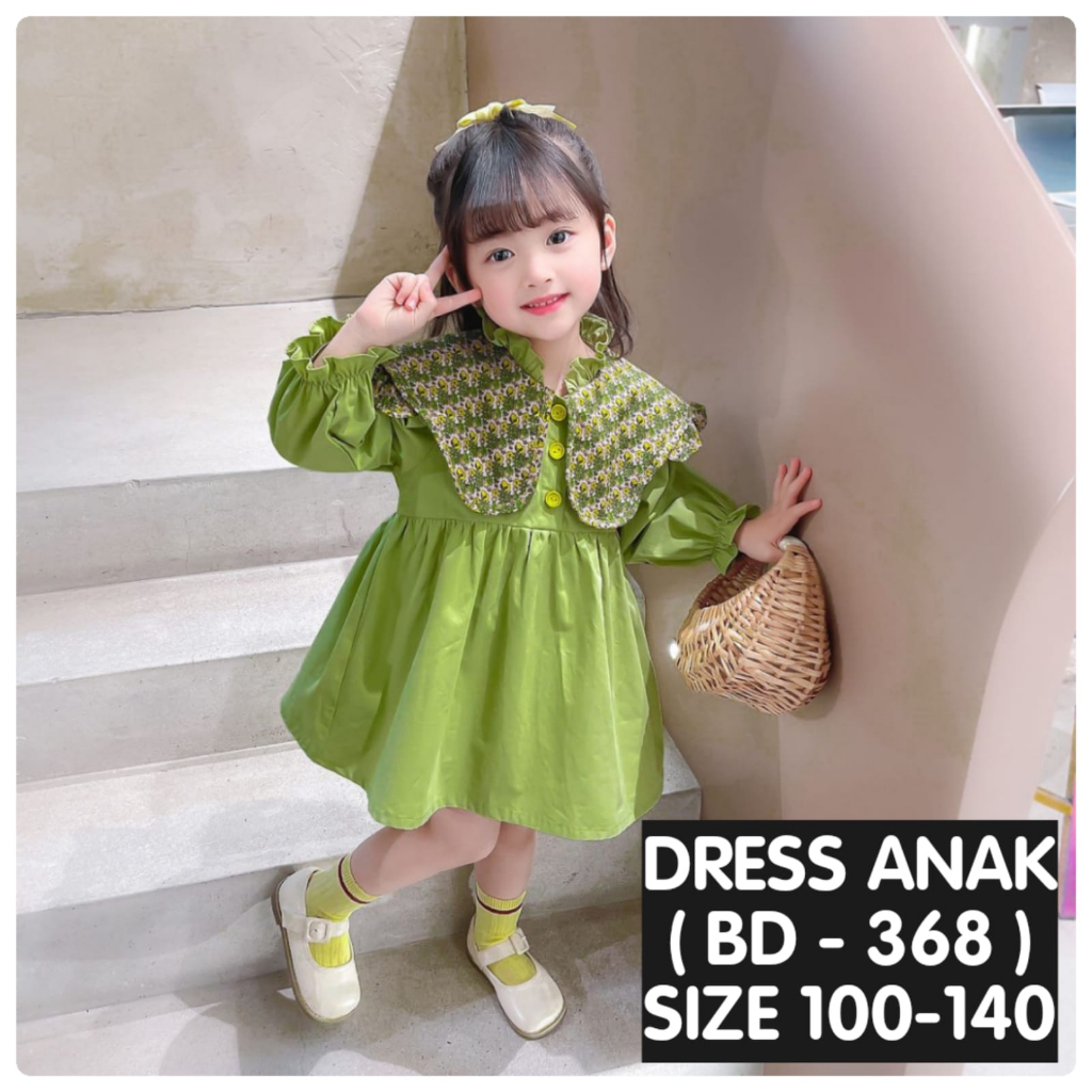 (LOLI-JKT) BD-368 DRESS ANAK CEWEK MODEL PEAR FLOW SIZE 100-140