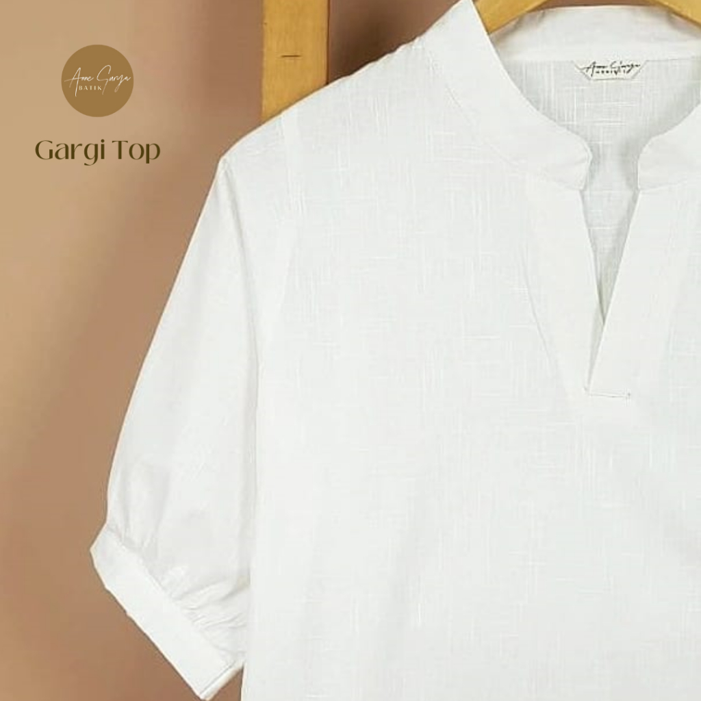 Gargi White Women Top by Annesurya Blus Katun Linen Putih