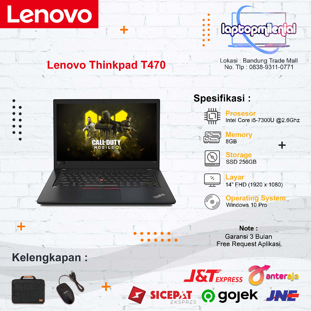 Lenovo Thinkpad T470 Core i5 Gen 7  Ram 8GB SSD 256GB 14&quot; FHD Win 10