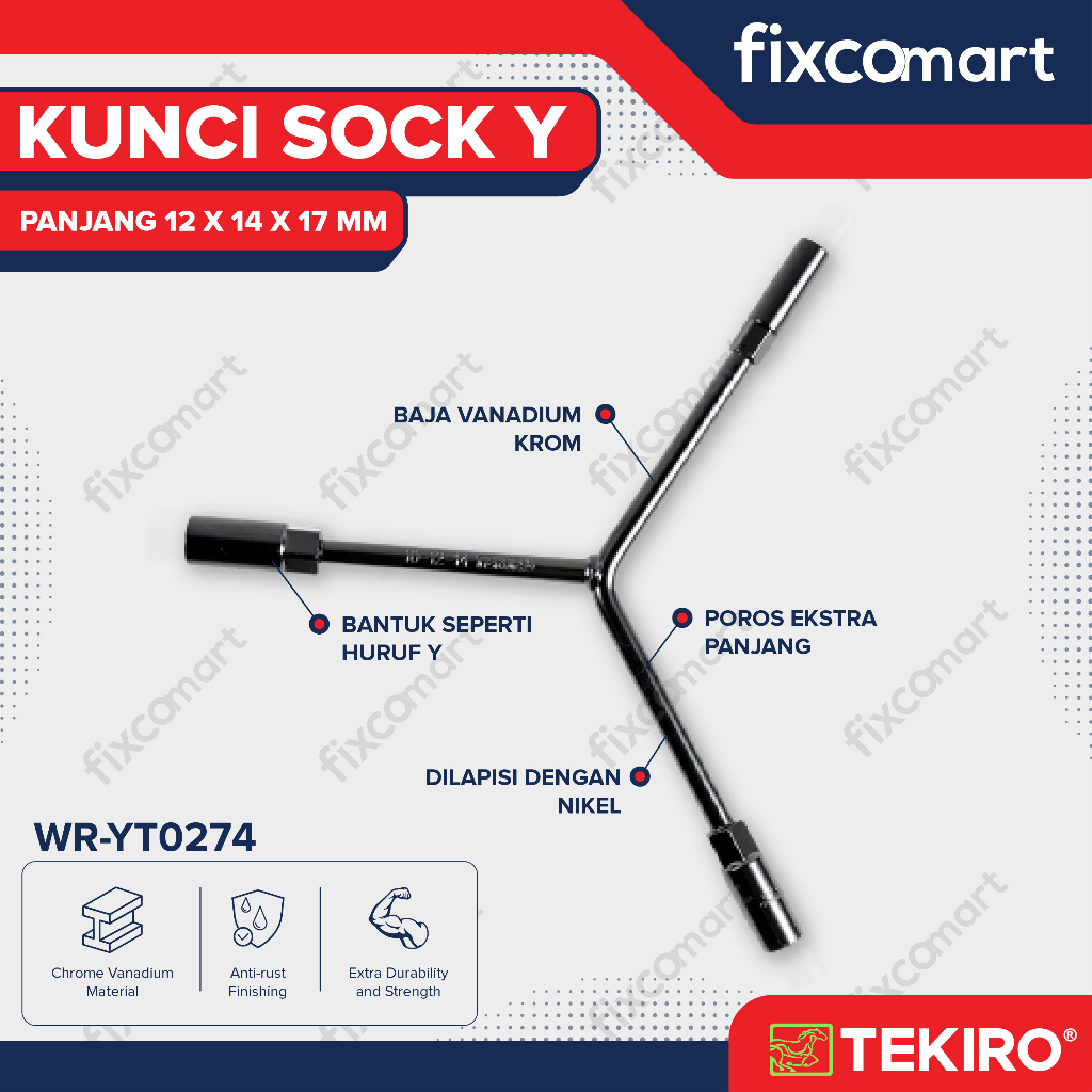 Tekiro Kunci Sock Y 12-14-17 mm Panjang / Tekiro Kunci Sock Y Panjang