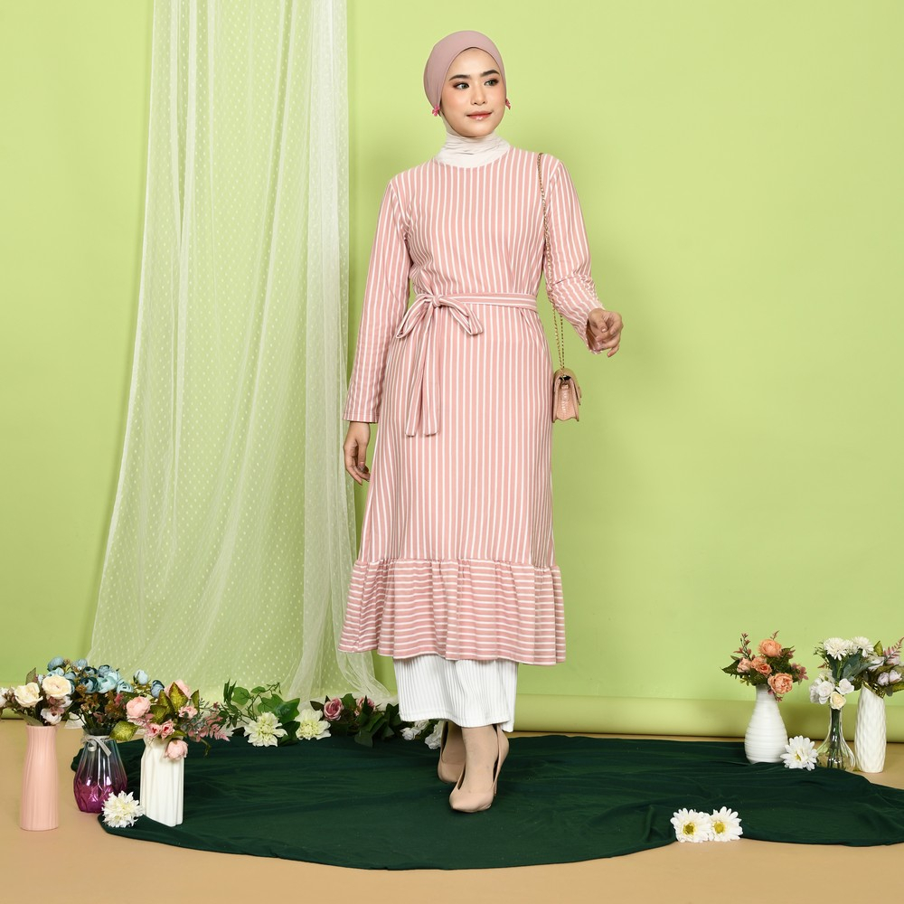 Mybamus Benna Lace Tunic Dusty M15273 R86S4 - Midi Dress - Midi Gamis Lebaran-1