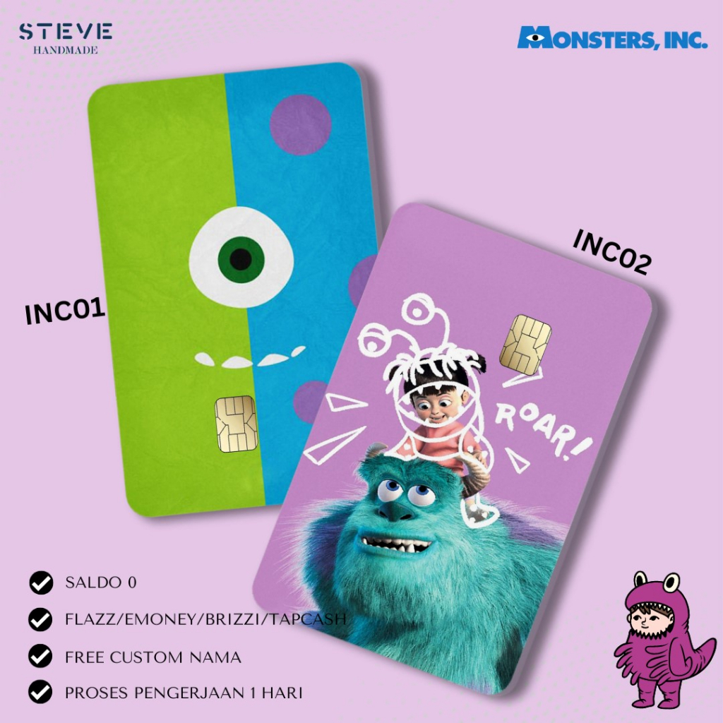 Flazz Gen 2 Emoney Brizzi Tapcash Monster Inc Custom Nama UV Print