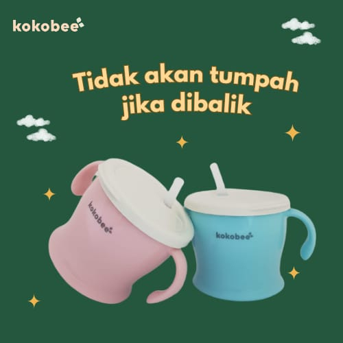 KOKOBEE - Straw Training Mug (300ml) 3in1 Multifunctional (Sippy cup + Open Cup+Snack Cup) / gelas minum bayi / Early-age Straw Training Mug/ dengan Sedotan bayi / Richell cup de mug / coconi /mudah digenggam/ grosir / anti tumpah / anti pecah/