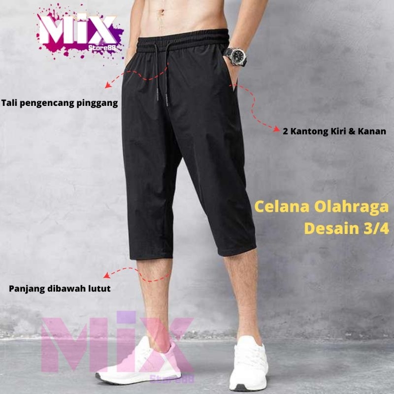 Celana Training Pria Panjang 3/4 Celana Olahraga Pria Celana Berenang Pria 3/4 Celana Gym Pria 3/4