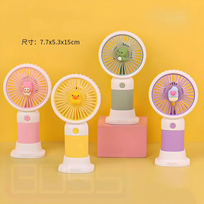 Kipas Angin Mini Karakter HEWAN PINK UNGU KUNING HIJAU USB Multifungsi / Kipas Angin Tangan Stand HP