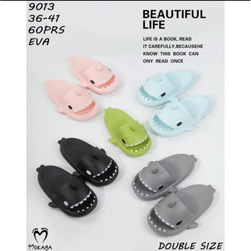 MOKAYA Sandal Hiu Dewasa Sandal Baby Shark Cartoon Lucu Sandal Import Empuk Slip On Anti Slip