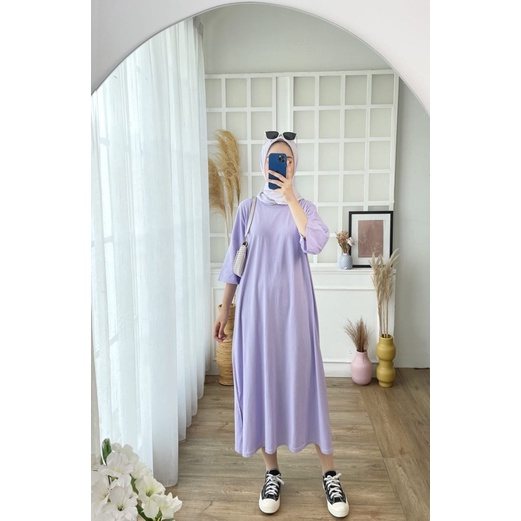 VS - MENDY DRESS BASIC OVERSIZED PANJANG LONG KAOS DRESS TSHIRT POLOS KAOS TUNIK SIMPLE KOREAN