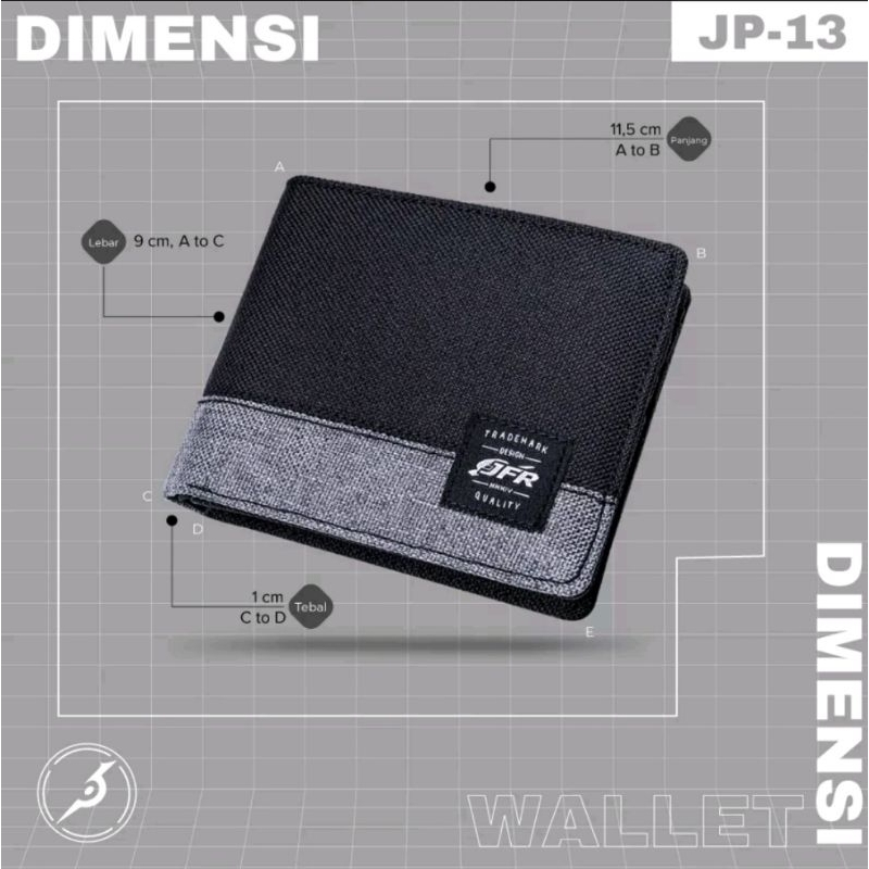 Dompet Canvas Premium JFR Pria Model Lipat Kombinasi Warna Kekinian Terbaru - Wallet Canvas Exculive JFR Black