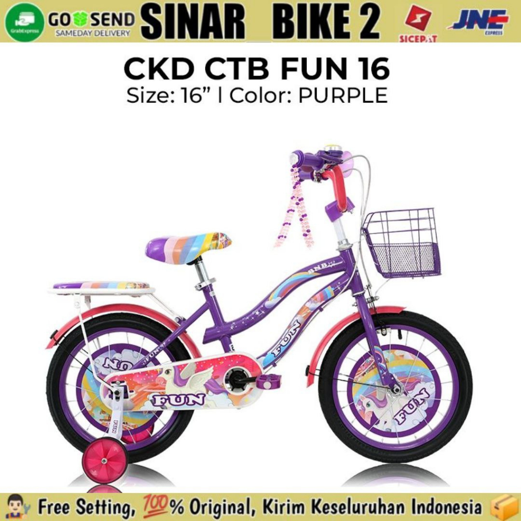 Sepeda Mini Anak Peremuan Ukuran 12 16 18 Inch City Bike CKD BNB FUN