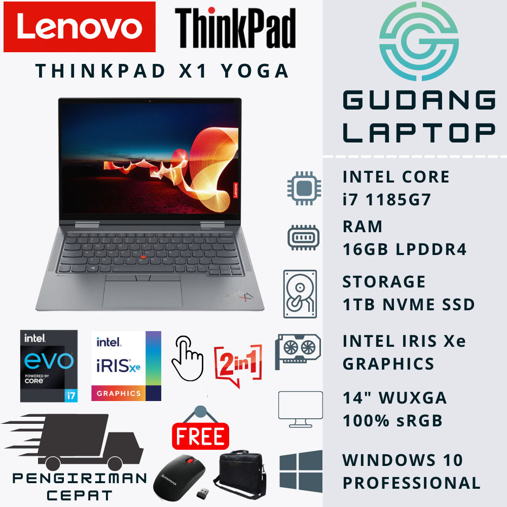 LAPTOP LENOVO THINKPAD X1 YOGA 2IN1 INTEL i7 1185g7 16GB 1TB SSD WUXGA W10 PRO