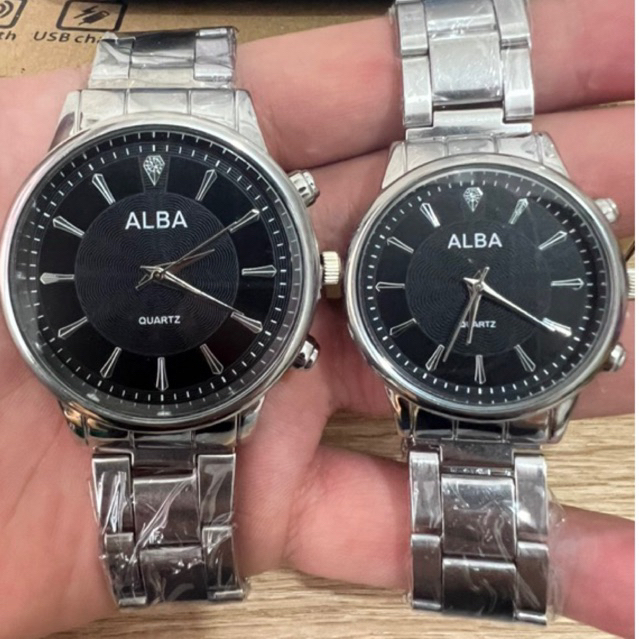 (Terima Cod)Jam Tangan Couple Alba Diamond Strap Stell/Rantai(Dikirim Jakarta murah)Best Seller)