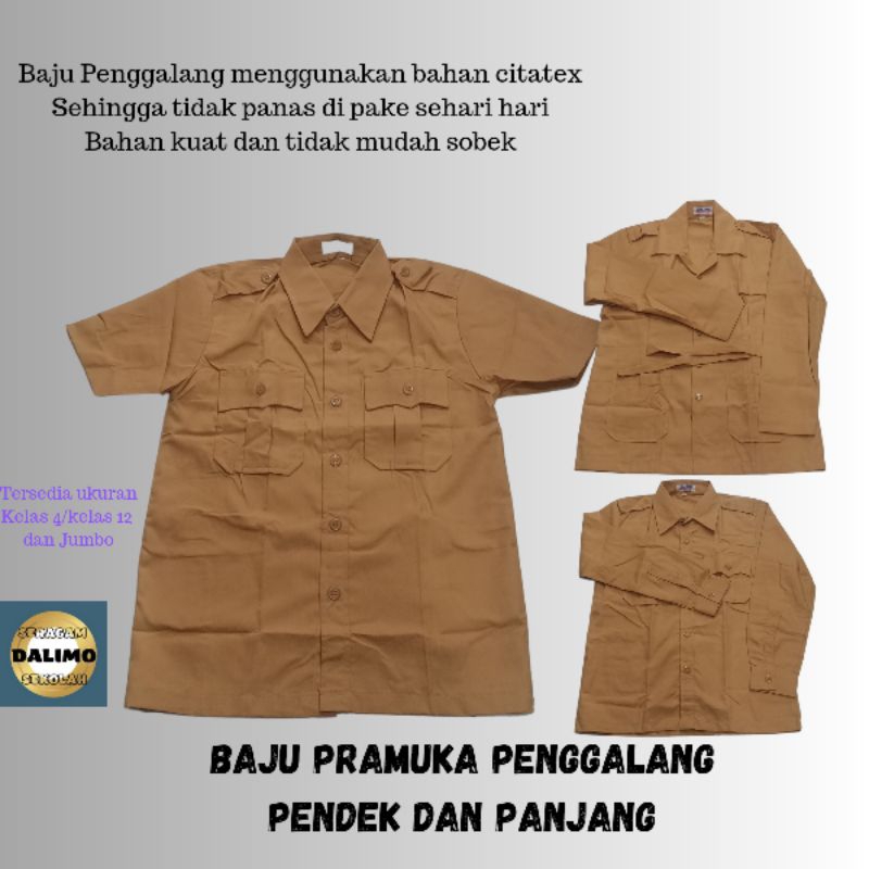BAJU PRAMUKA PENDEK DAN PANJANG SD/SMP/SMA DAN JUMBO SERAGAM DALIMO BAJU PRAMUKA PENDEK BAJU PRAMUKA