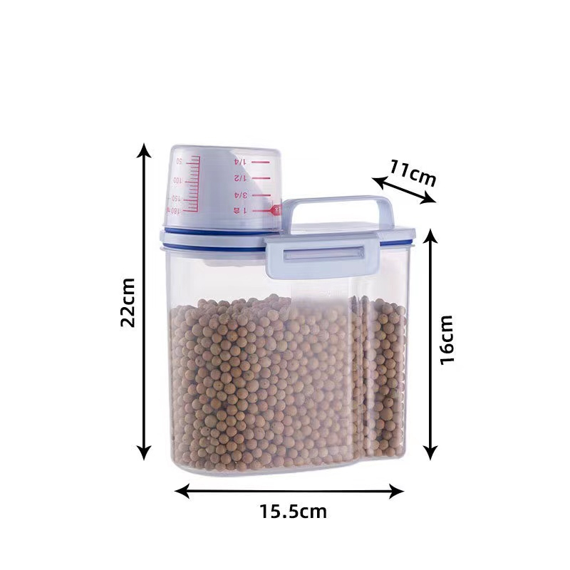 Rice Storage Jar 2kg Transparent /Tempat Penyimpanan Beras Kacang Multifungsi /Botol Dry Food Dengan Cup/Rice Storage Jar