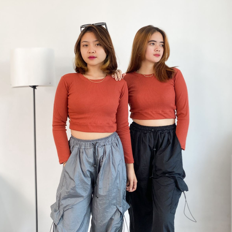 CROP TOP LONG SLAVE//ATASAN CROP WANITA BAHAN RIB