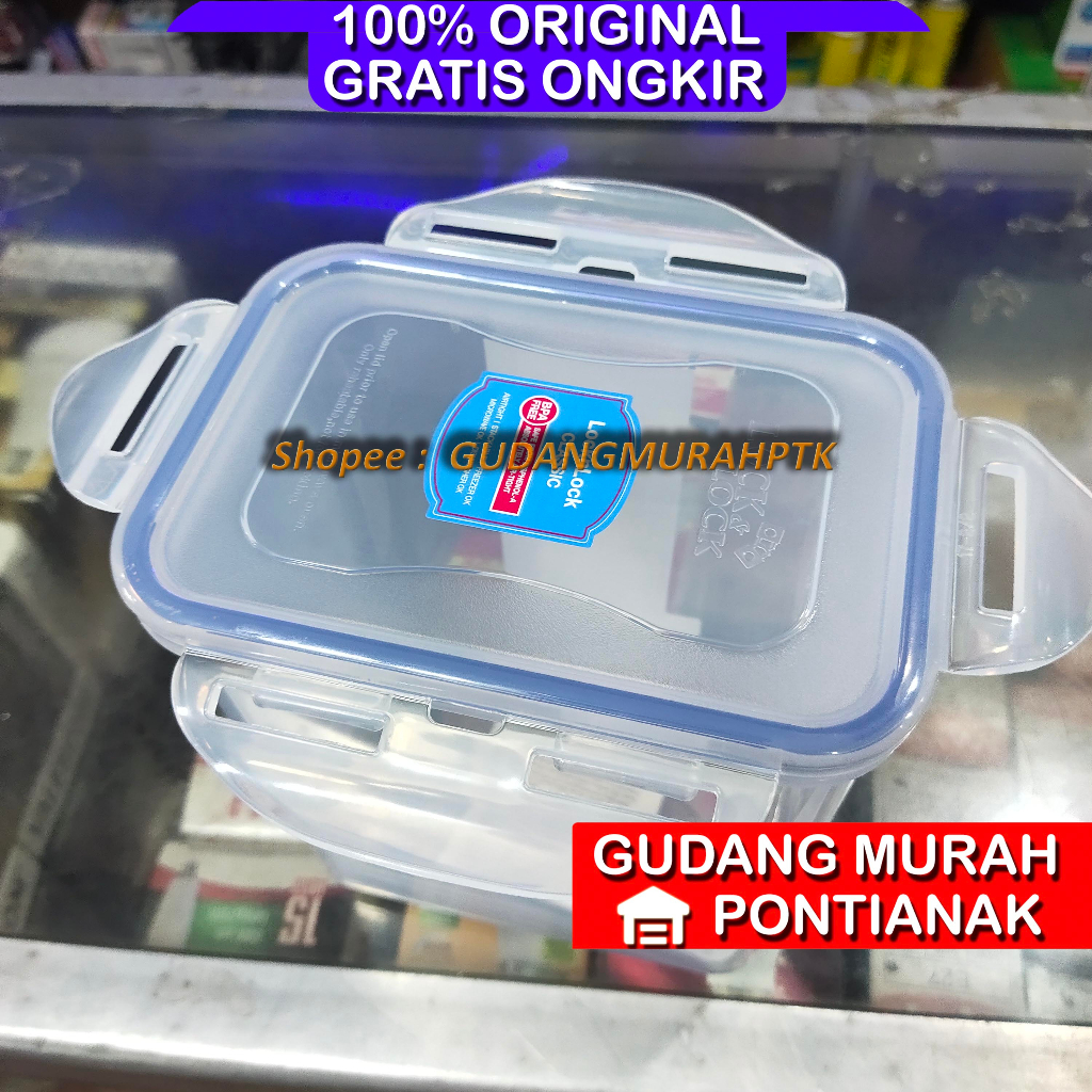 Toples LOCK&amp;LOCK FOOD CONTAINER 1,5 liter 4kuncian sisi BAHAN KUALITAS TINGGI BPA FREE bisa dimasukin ke Microwave ukuran1.5L