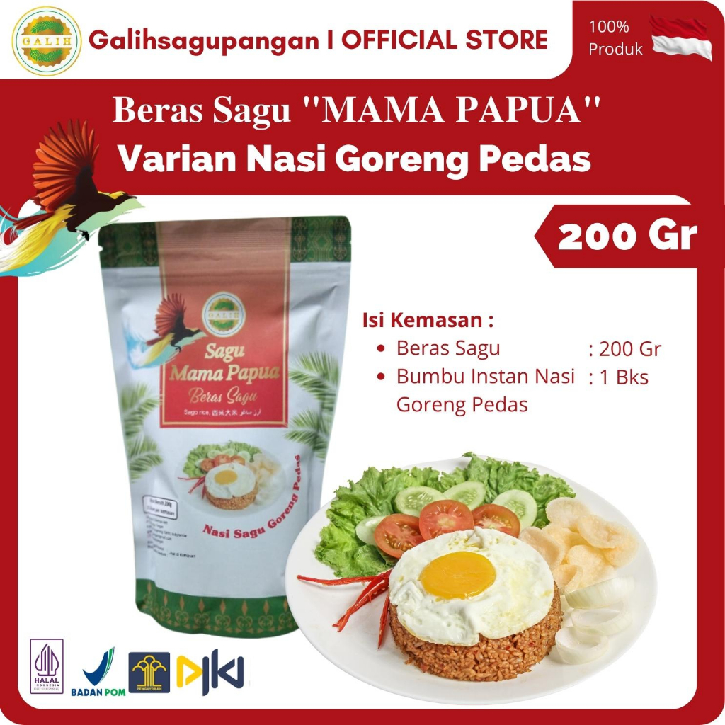 

Beras Sagu Mama Papua 200 Gr Bumbu Nasi Goreng Pedas