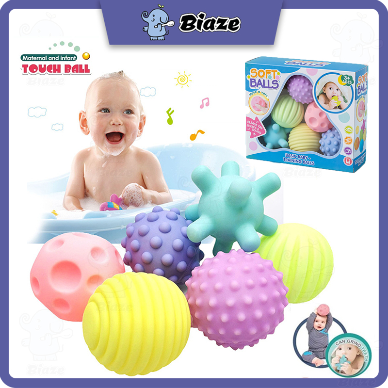 BIAZE Mainan Bola Puzzle Pijat Bayi Multifungsi Lembut Dengan Suara Untuk Edukasi Perkembangan Sensory Bayi Mainan
