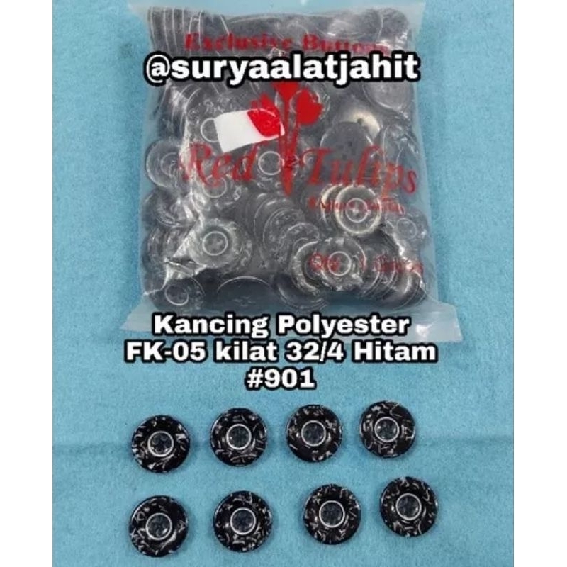 Kancing Polyester 32/4 FK-05,(2cm) mengkilat bagus =rp.60.000/144pcs