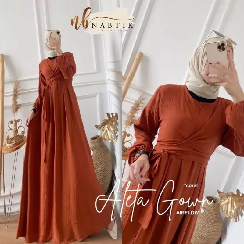 ALLETA GOWN  MAXY DRESS  S M L XL XXL    / CRINCLE AIRFLOW PREMIUM/ GAMIS TERBARU /DRESS  REMAJA KEKINIAN/DRESS KONDANGAN CRINCLE AIRFLOW