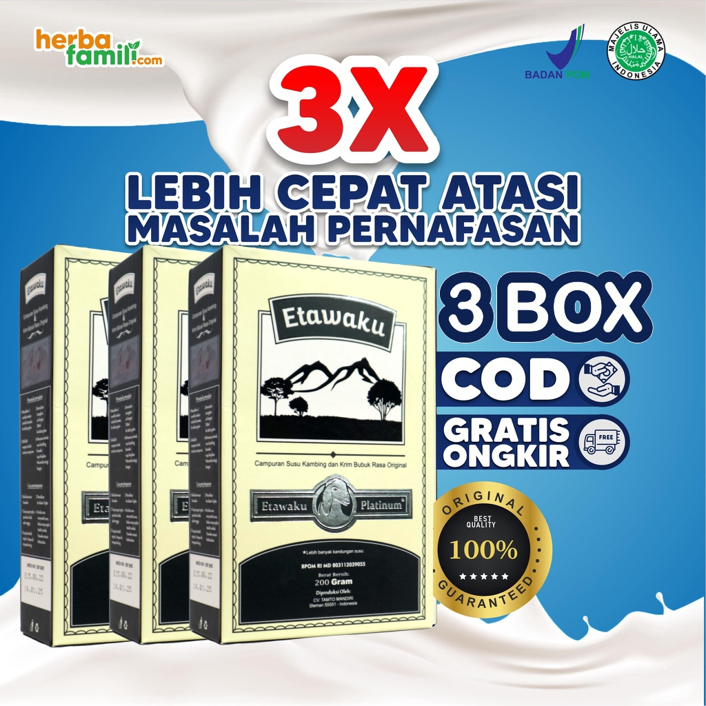 

[ASLI] ETAWAKU PLATINUM 3 BOX 100% ORI - DISTRIBUTOR RESMI SUSU SEHAT UNTUK TULANG DAN PERNAFASAN