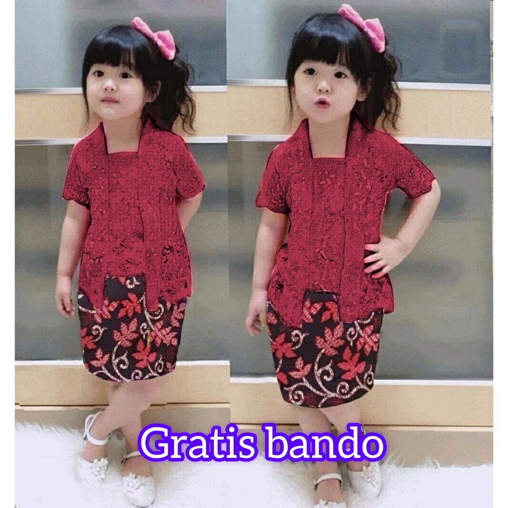 Set Kebaya Anak Perempuan Brokat KB CICI KID Brukat Gliter Stelan Kebaya Anak TK SD Baju Brokat Anak