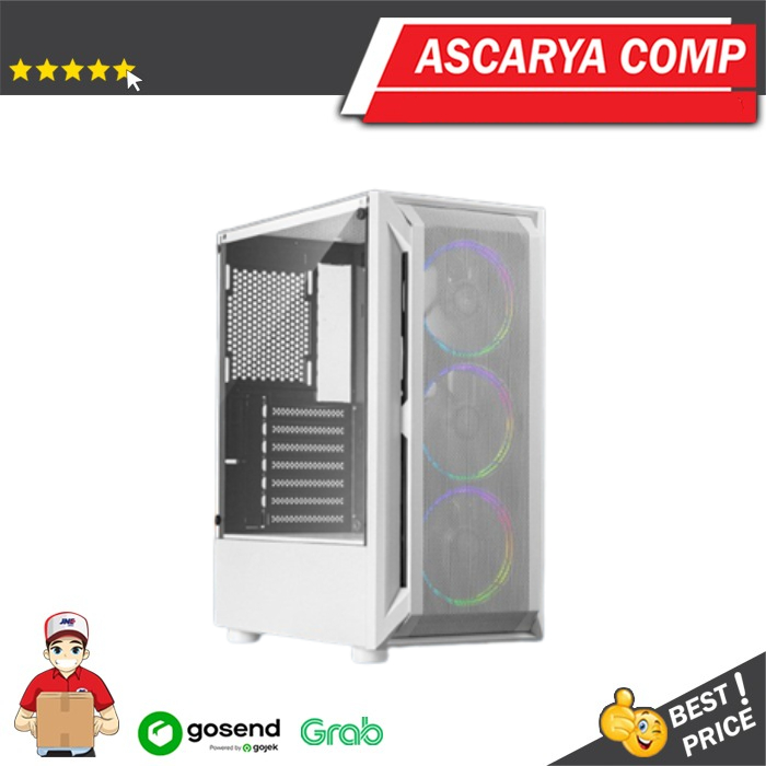 Power Up RAPTOR 1633 White - ATX - FREE 3 FAN RGB / Casing Gaming