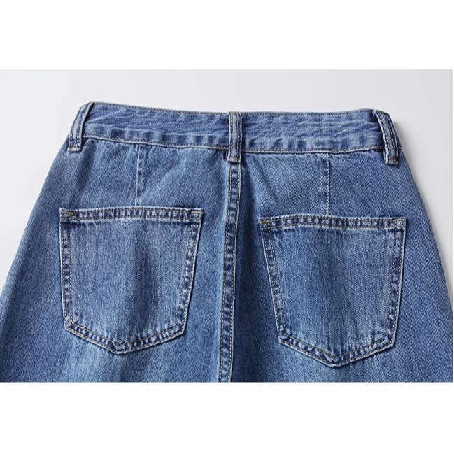 Celana Jeans Wanita Tombol Fashion Highwaist Kulot Jeans Import