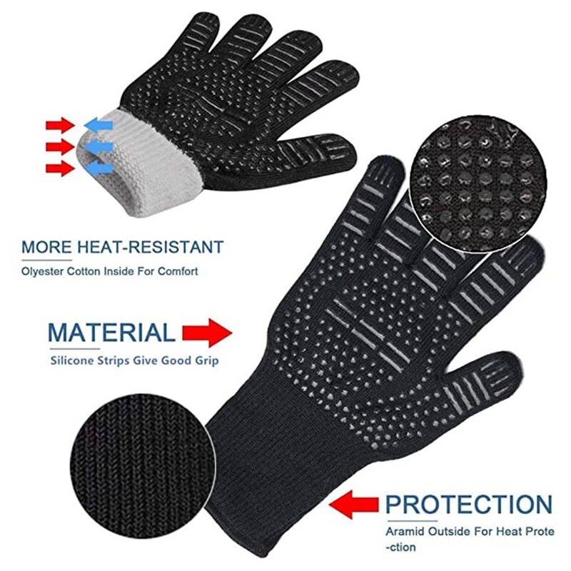 2pcs/Set Sarung Tangan Aramid Tahan Panas Bakar 500 Derajat Sarung Tangan Oven