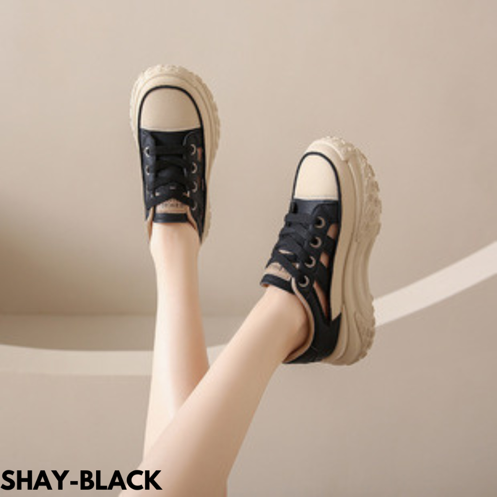 SEPATU SNEAKERS WANITA KEKINIAN MODIS CANTIK BREATABLE FASHION BAHAN PU IMPORT SHAY