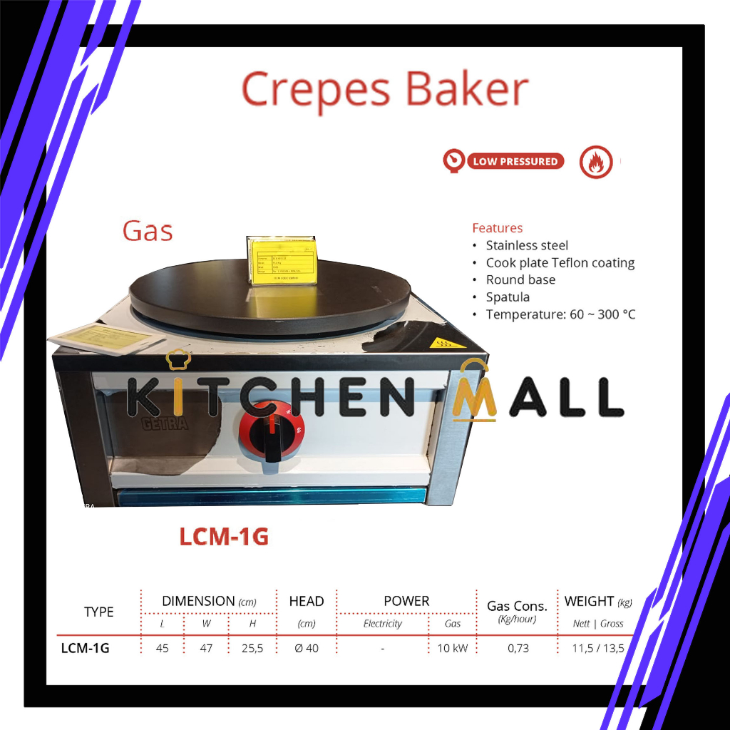 Getra LCM-1G gas crepes maker / mesin pembuat crepes