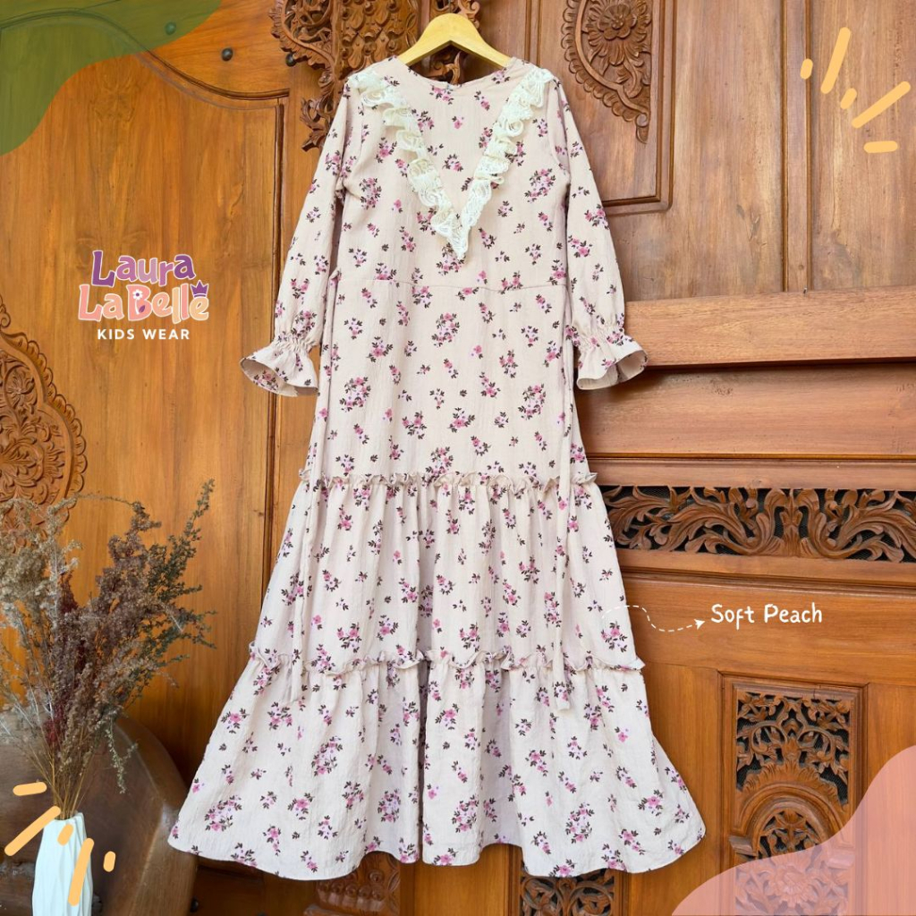 Gamis Aira Crinkle Square Motif By Laurakidshop 7 Tahun - Anak Tanggung Dewasa